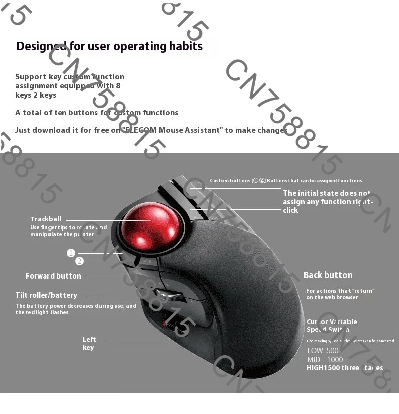 Ergonomic Mouse Vertical - إعدادات مخصصة لبرنامج AutoCAD، 2.4G، 10