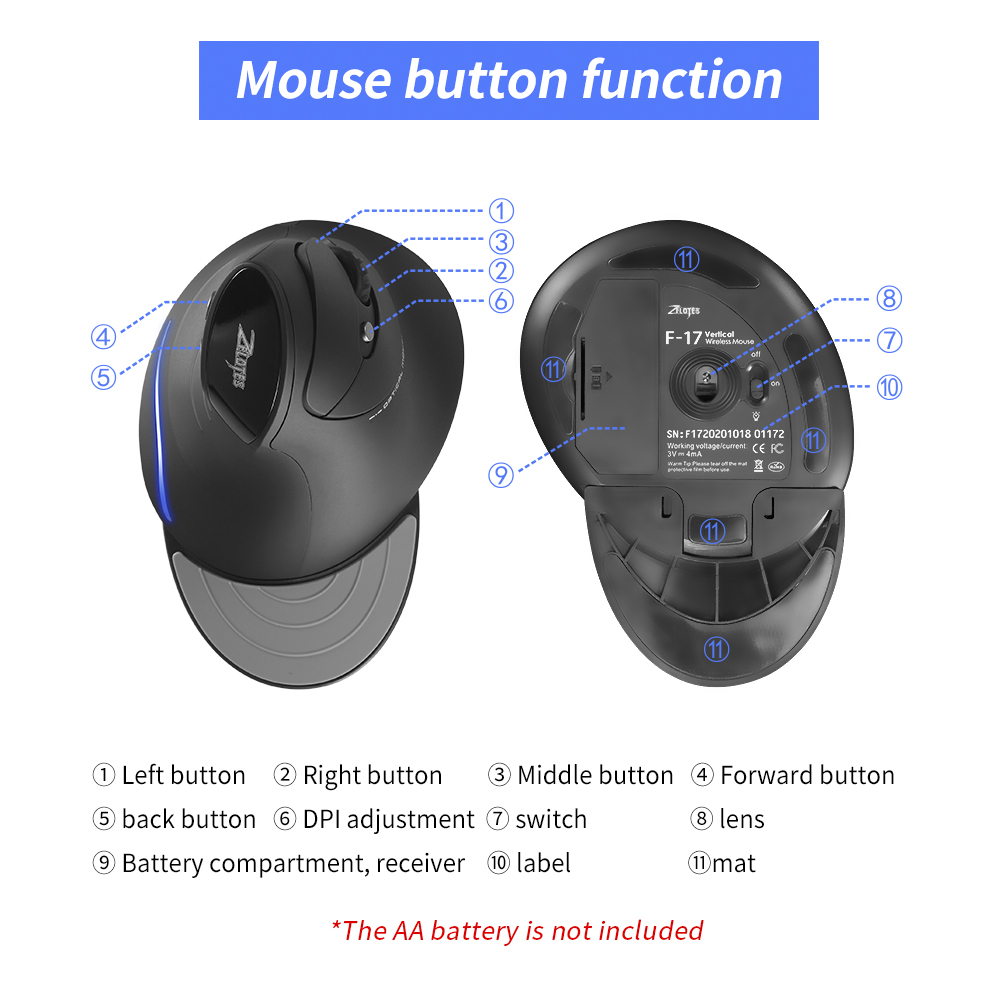 ZELOTES F-17 6 مفاتيح مريح الف - مراجعة Ergonomic Mouse Vertical وسعره