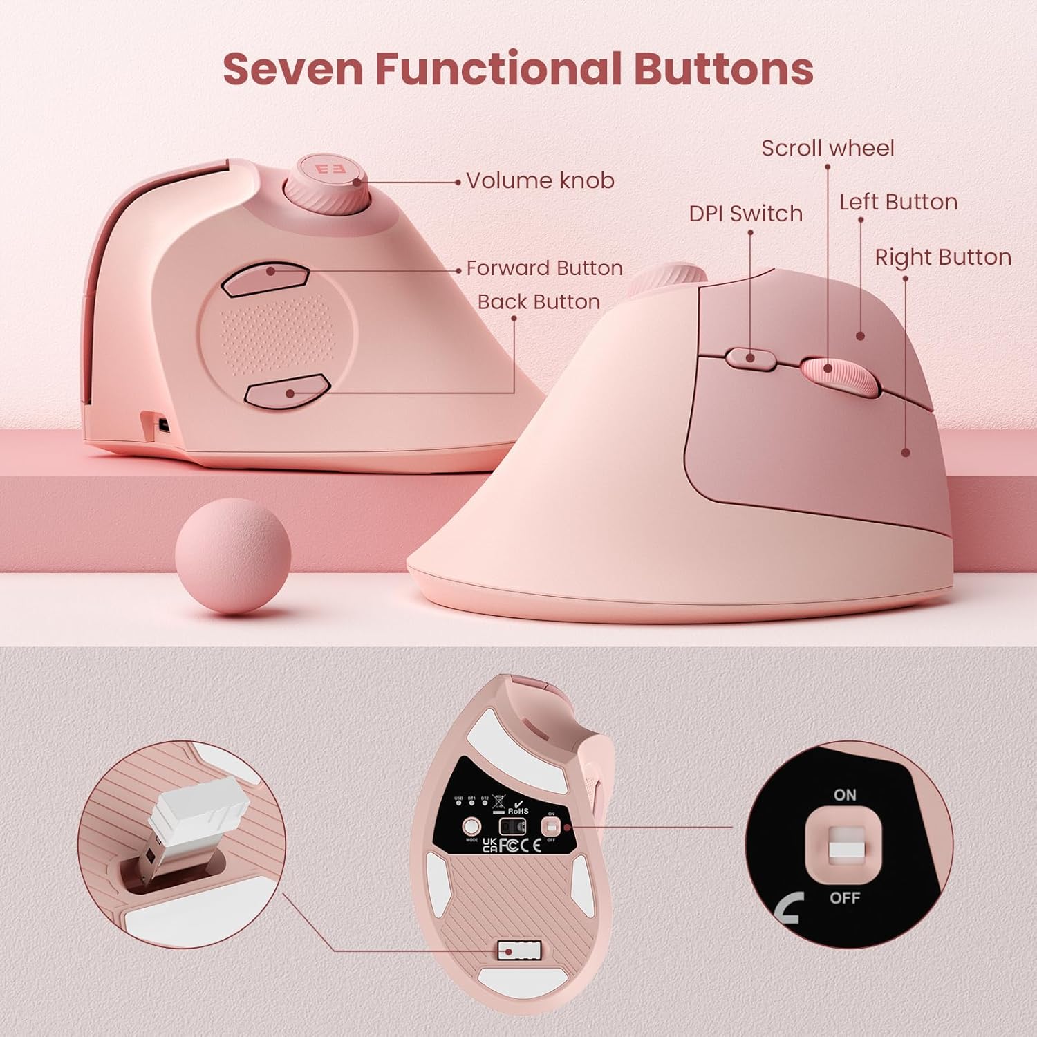 ماوس Seenda مريح بلوتوث 2.4G ل - مراجعة Ergonomic Mouse Vertical وسعره